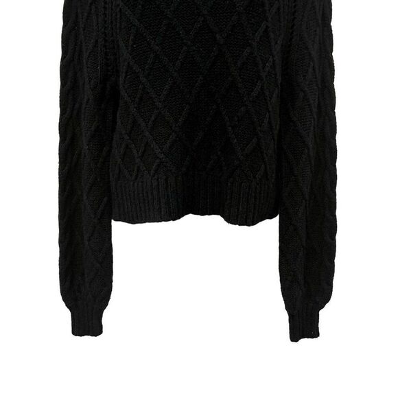 American Eagle Cable Knit Balloon Sleeve Chunky Mock Neck Sweater Top - Picture 8 of 10